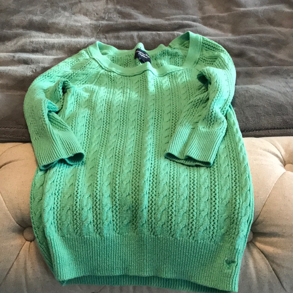 American Eagle Cable Knit Green Sweater